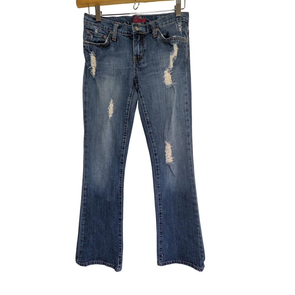 Blue Cult Kate Mid Rise Flare Leg Distressed Jeans Blue Wash 121SDN2 Size 27